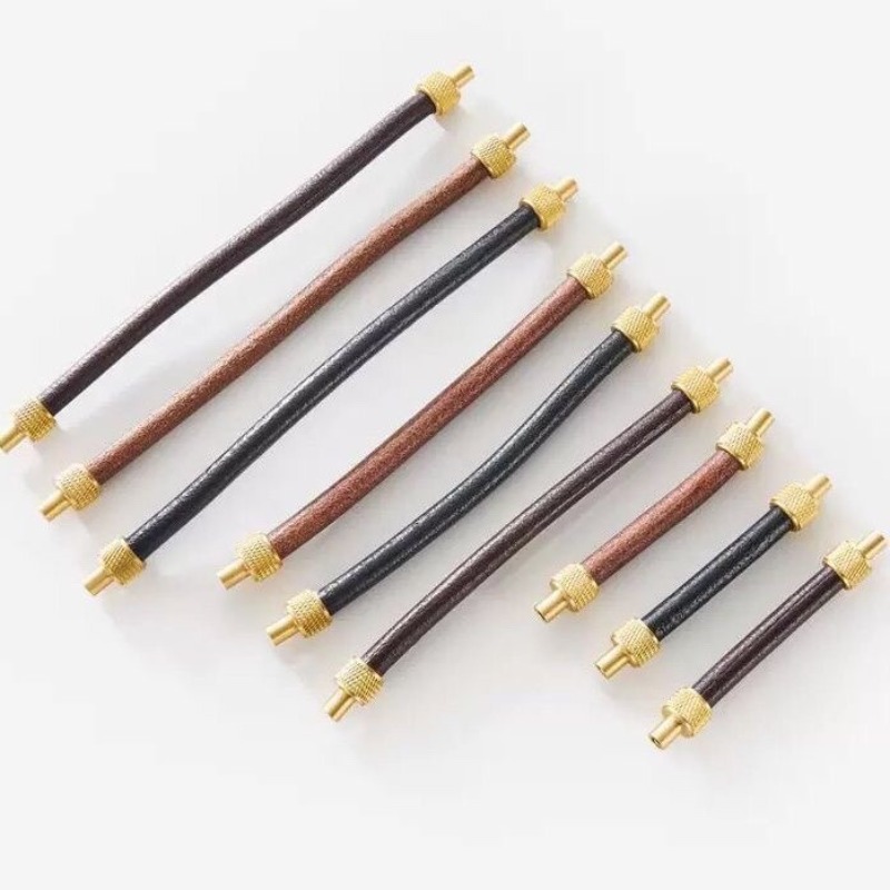 Brass + Leather Cabinet Pulls  - Furniture Hardware Drawer Pulls ulasan dan harga