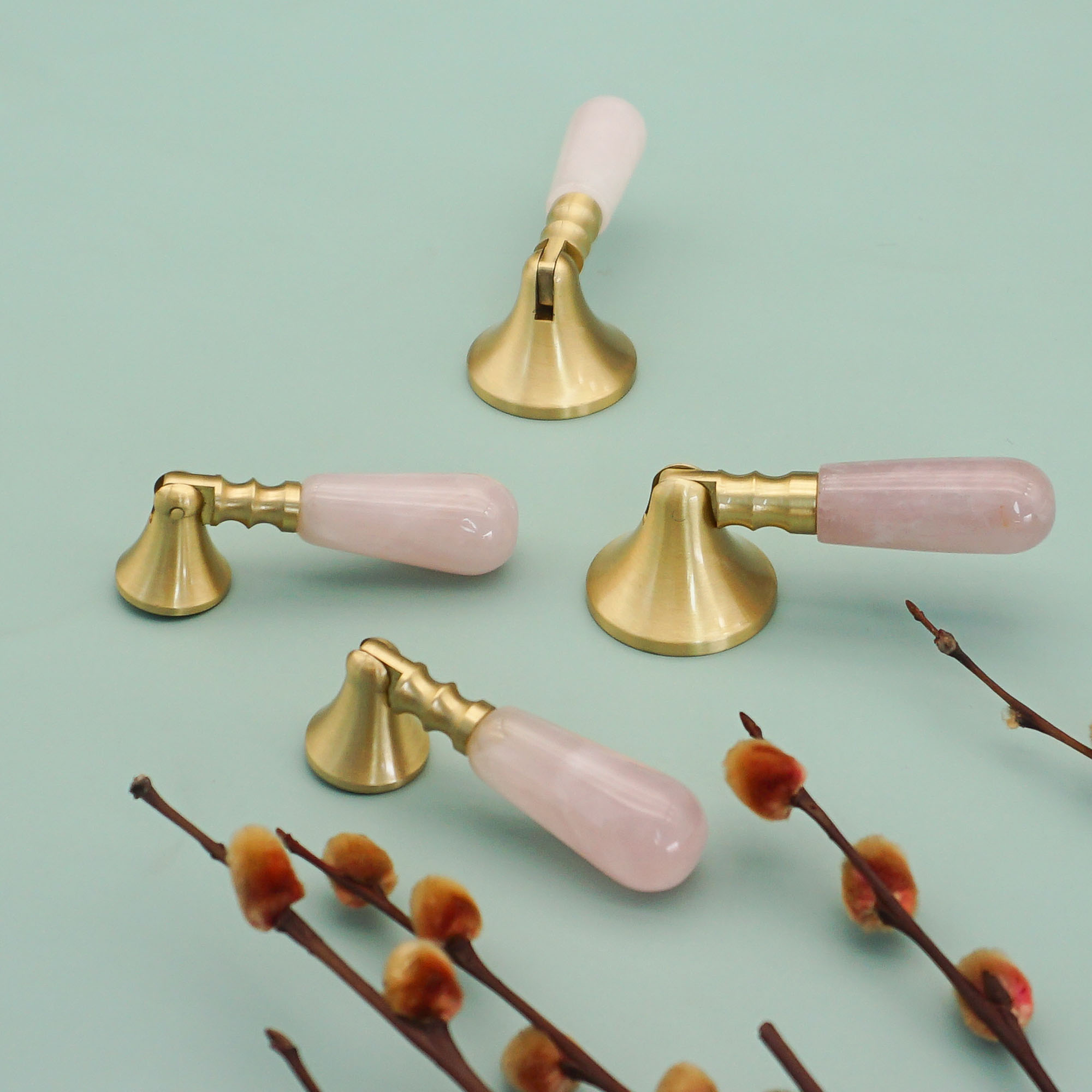Pink Crystal + Brass Door Knob - Furniture Hardware Drop Pulls ulasan dan harga